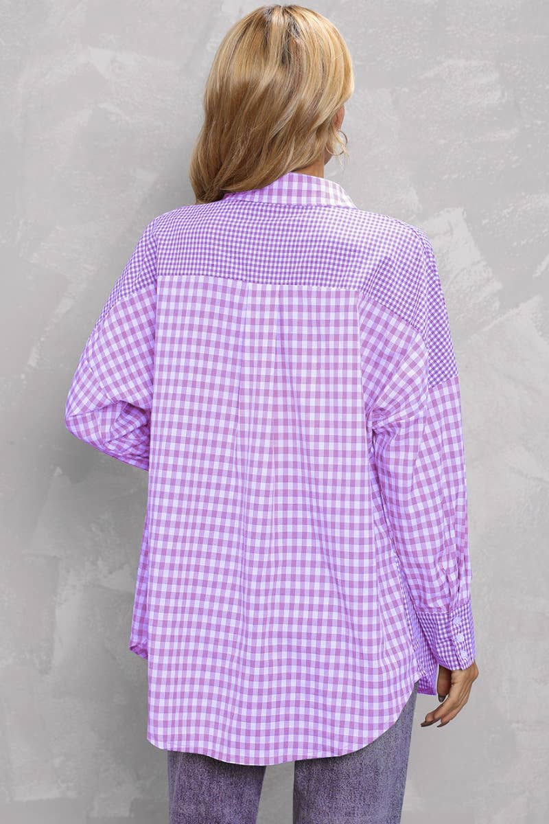 CWTSTL2078_COLOR-MATCHING PLAID LONG-SLEEVED SHIRT