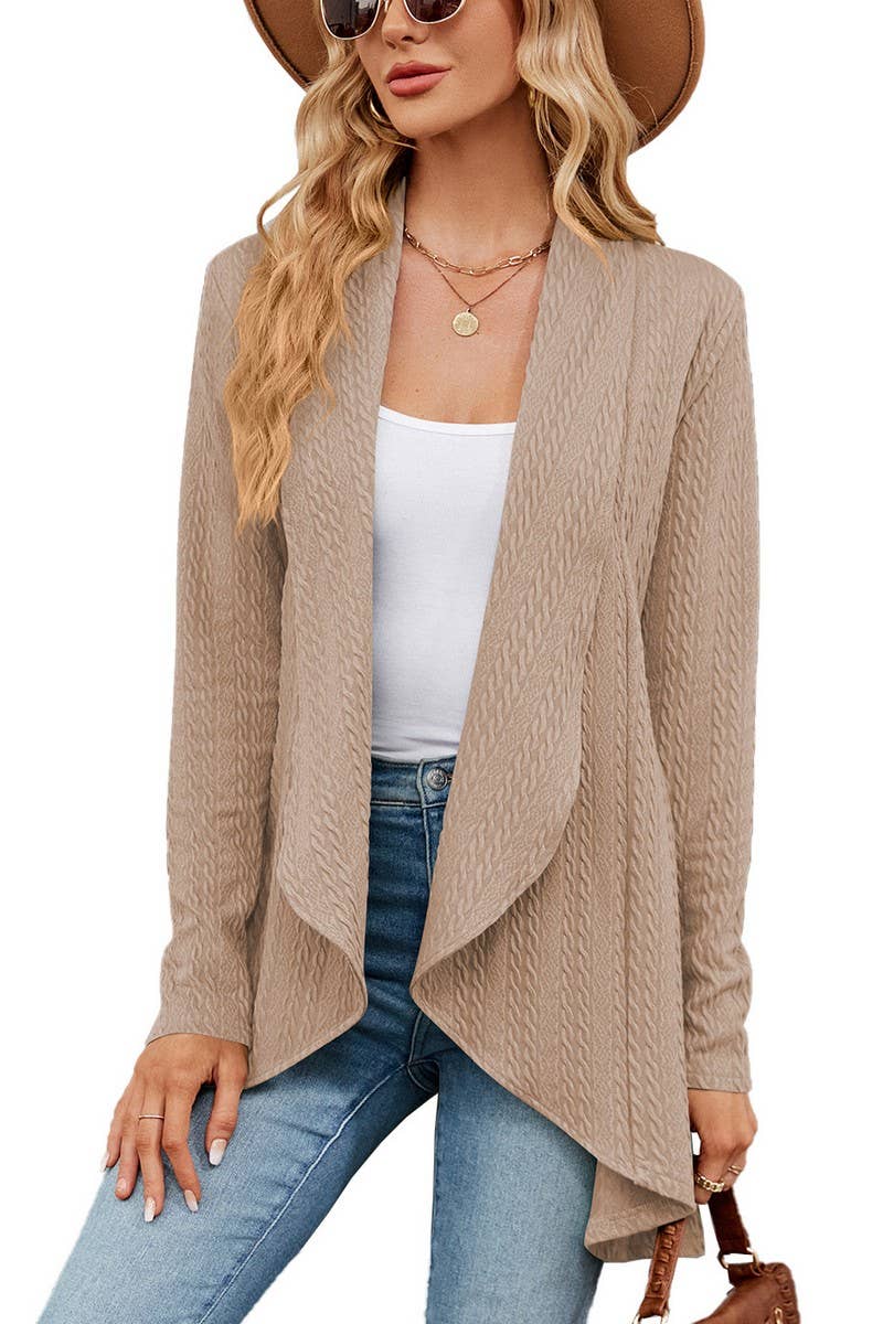 CWOCAL1936_LONG-SLEEVED SOLID COLOR LOOSE KNITTED CARDIGAN