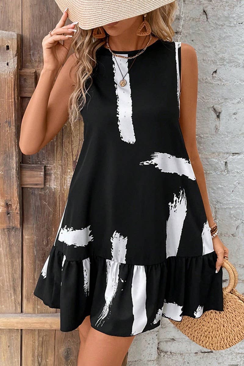 CWDSD8203_NEW SUMMER SLEEVELESS LACE-UP DRESS