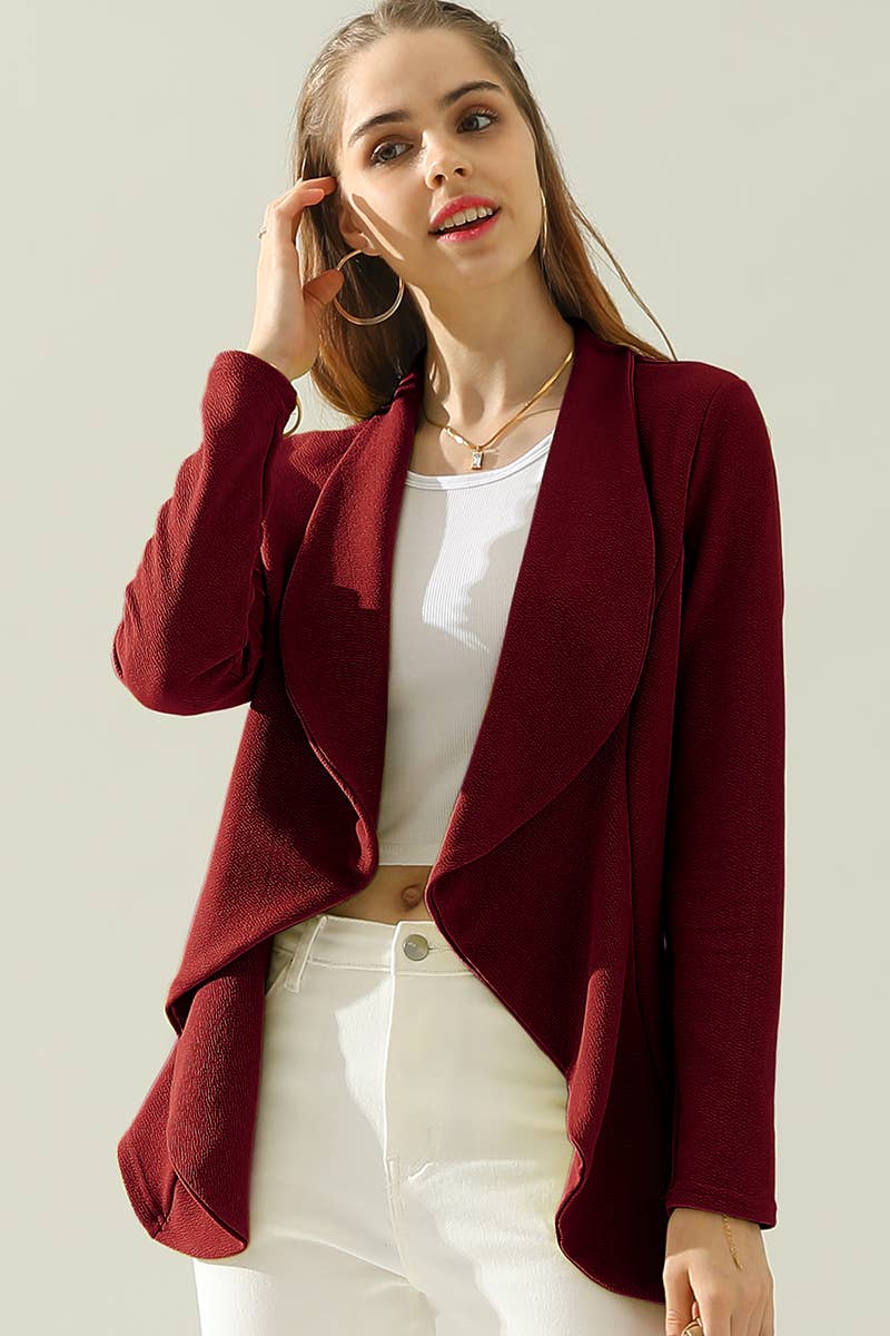 CWOBL090_Casual Work Long Sleeve Open Front Blazer
