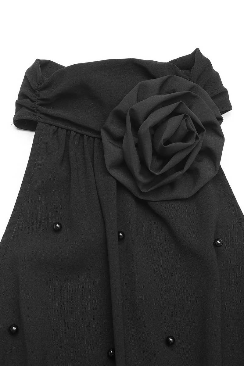 CWSBS0216_HALTER NECK FLORAL APPLIQU? SLEEVELESS BODYSUIT