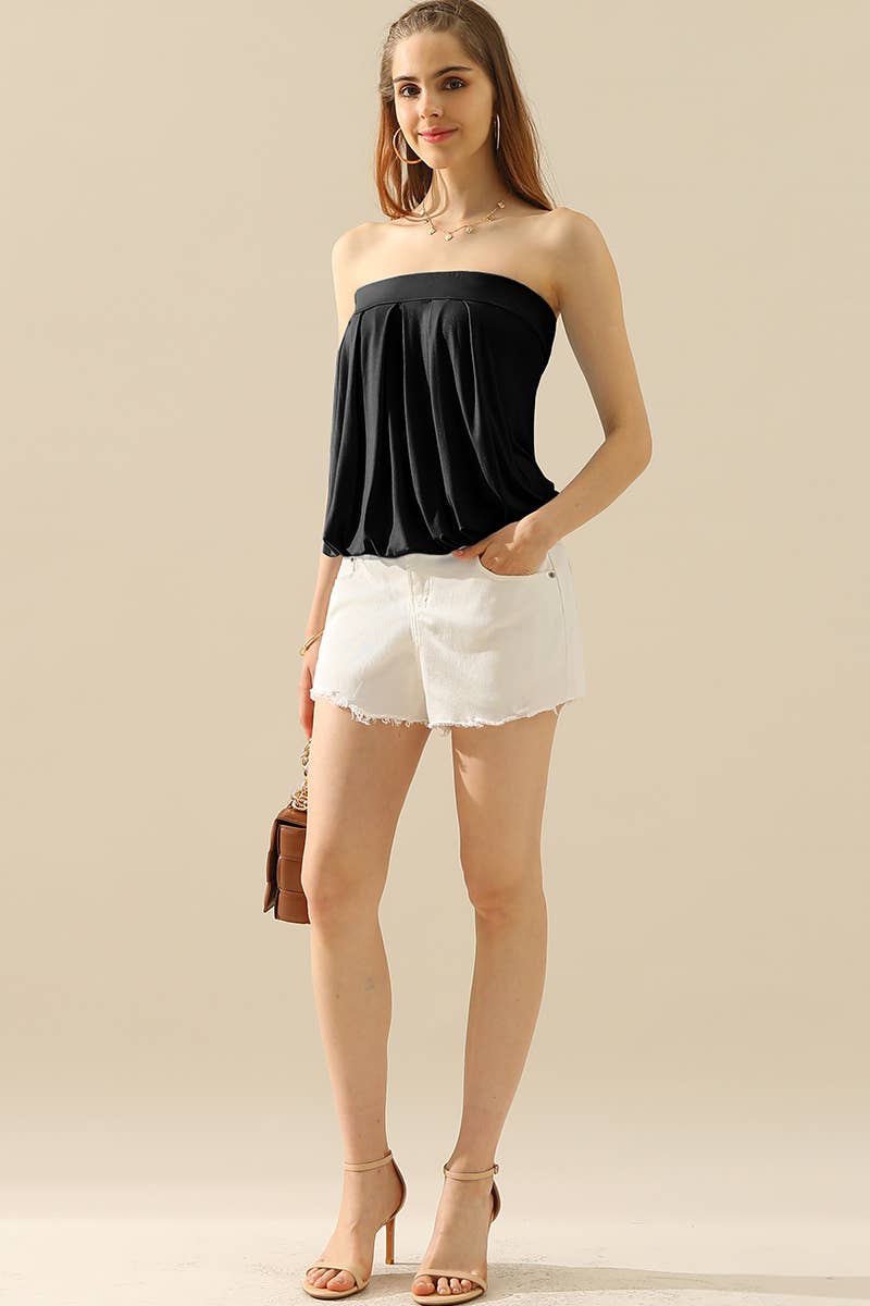 AWTTSL130_Basic Sleeveless Pleated Tube Top