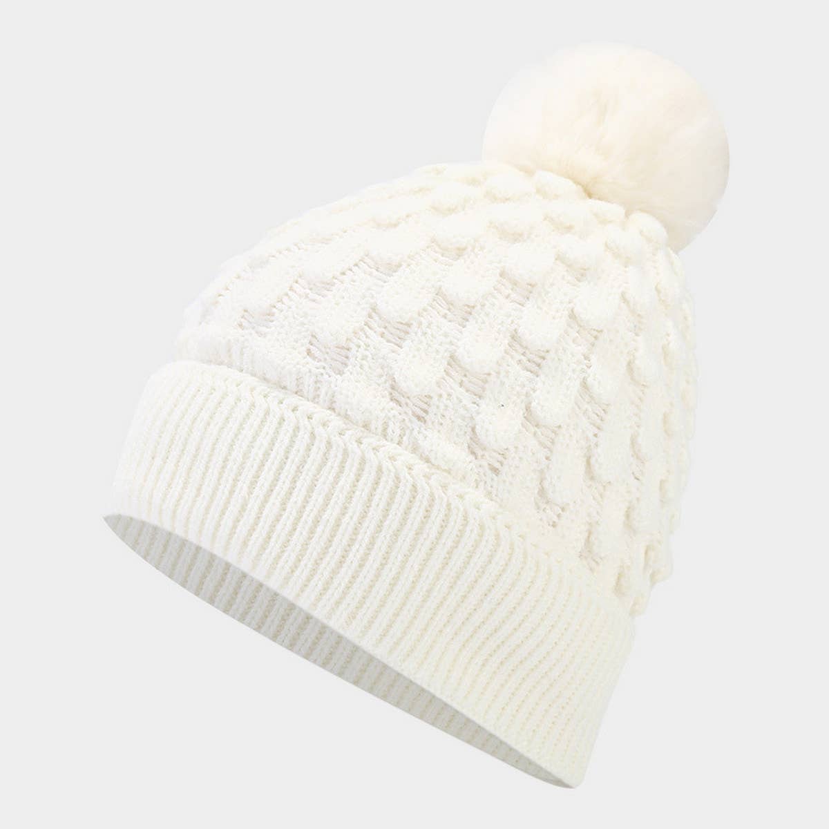 NEW PINEAPPLE PATTERN POM POM KNITTED HAT_CWAH1612