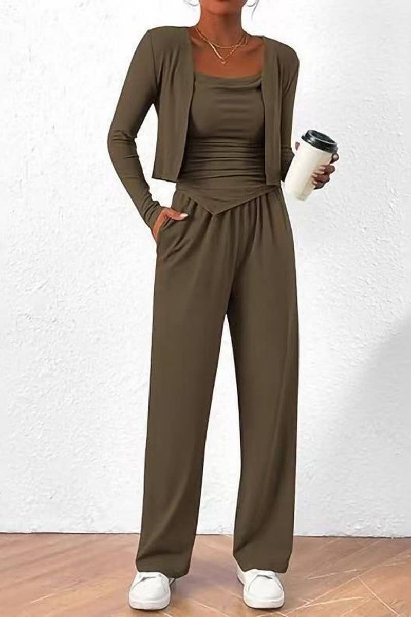CWSBSL00033_3 PIECE LOUNGE SET WOMEN JACKET TANK AND PANTS