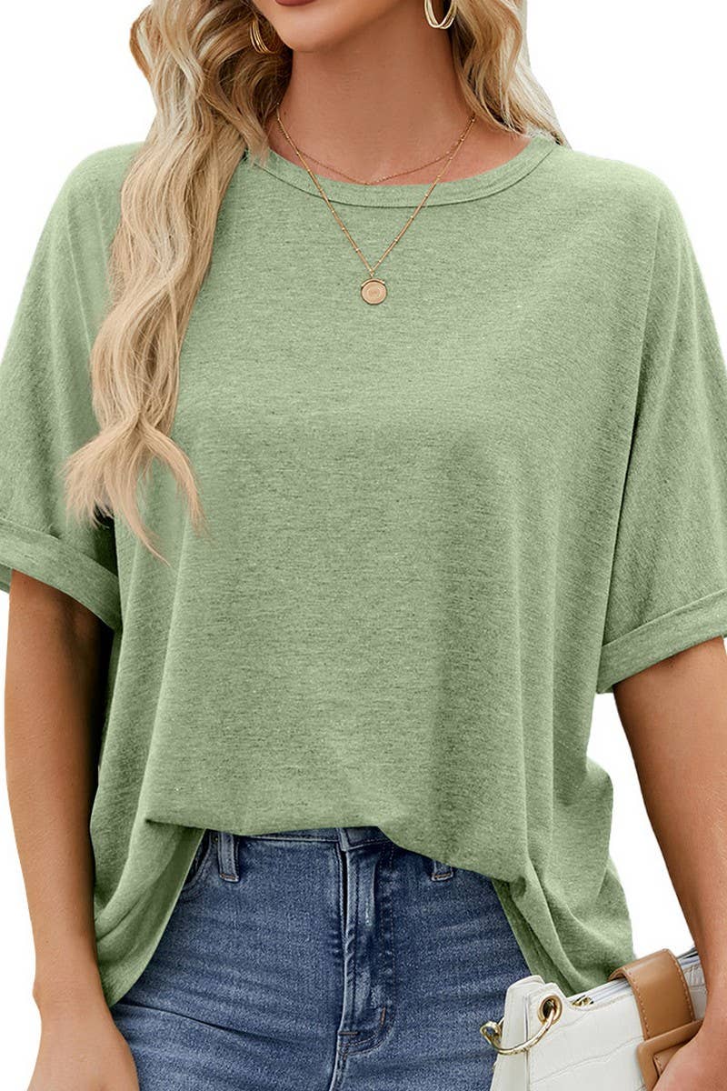 CWTTS1083_ROUND NECK SHORT SLEEVE BAGGY TOP