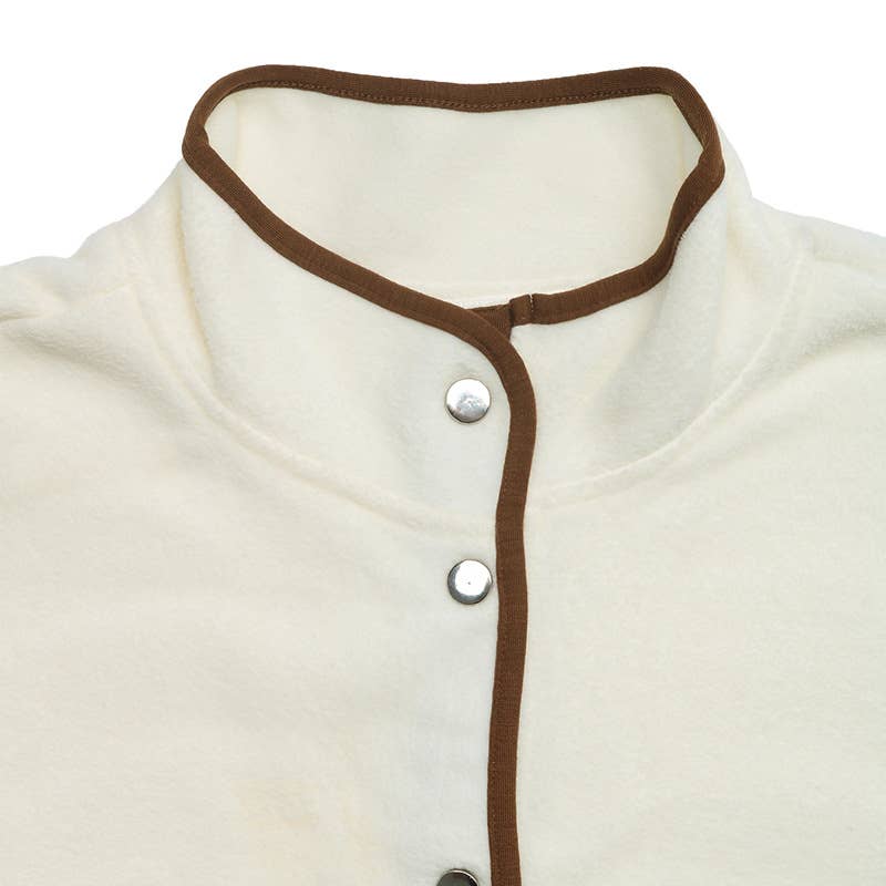 Color-blocking fleece single-breasted jacket