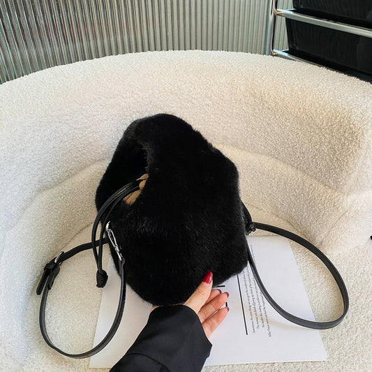 Plush Bucket Bag Women Handbag Crossbody Tote_CUAB00547