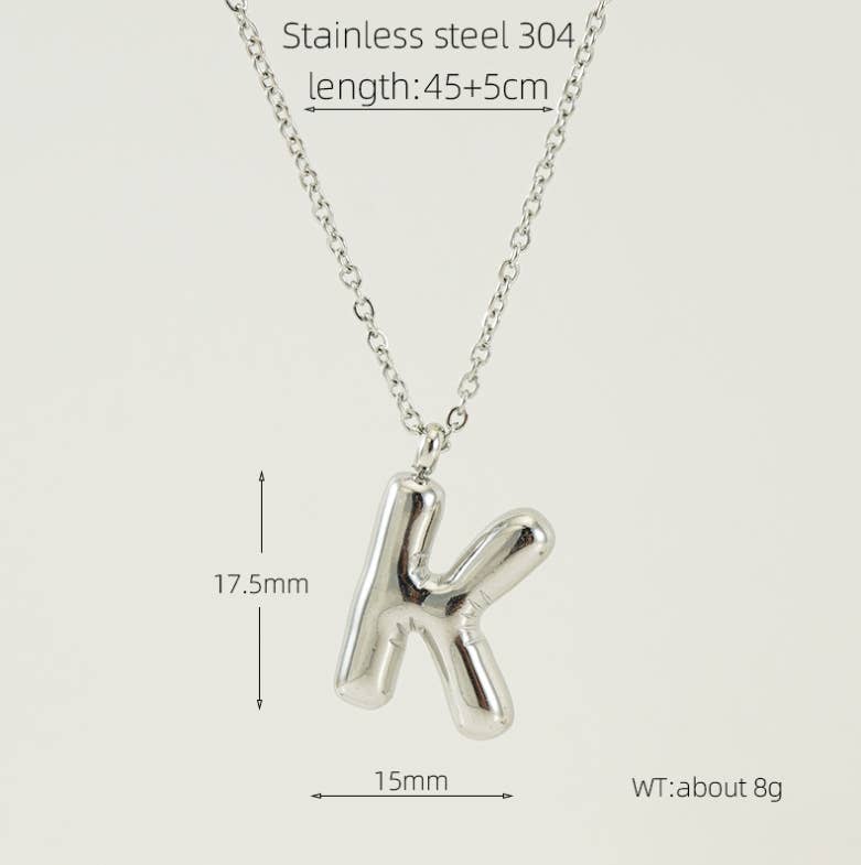 CWAJE1946_Steel Color Bubble Letter Necklace
