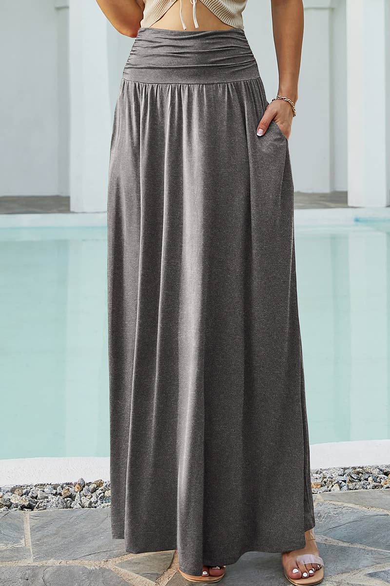 CWBLS116-P_CASUAL LONG LENGTH MAXI STYLE WAIST LIGHT SKIRT
