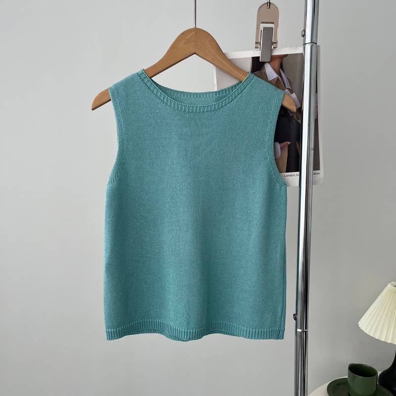 CREW-NECK AGE REDUCTION T-SHIRT SLEEVELESS TOP