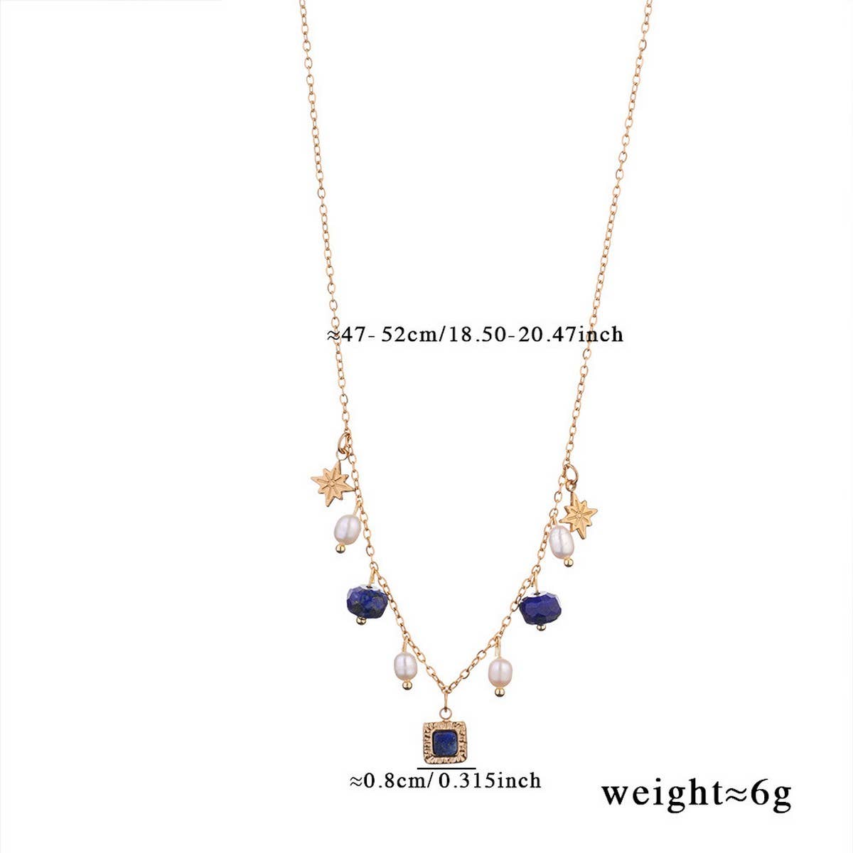 Unique Natural Stone Pearl Necklace Set with Lapis