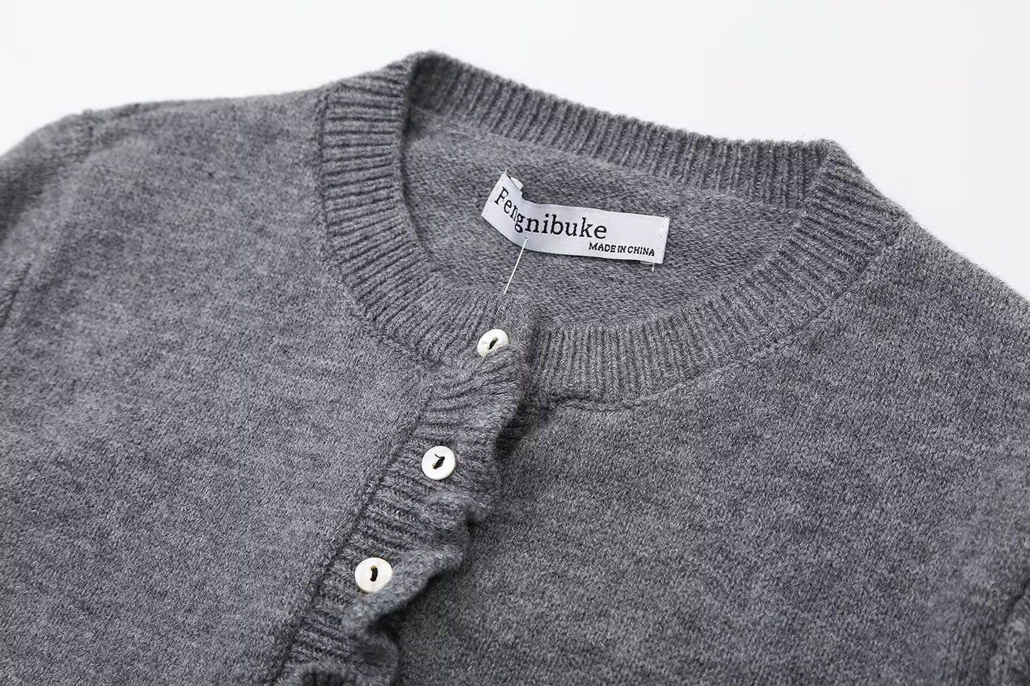 CASUAL LAYERED EMBELLISHED CREW-NECK KNIT COAT