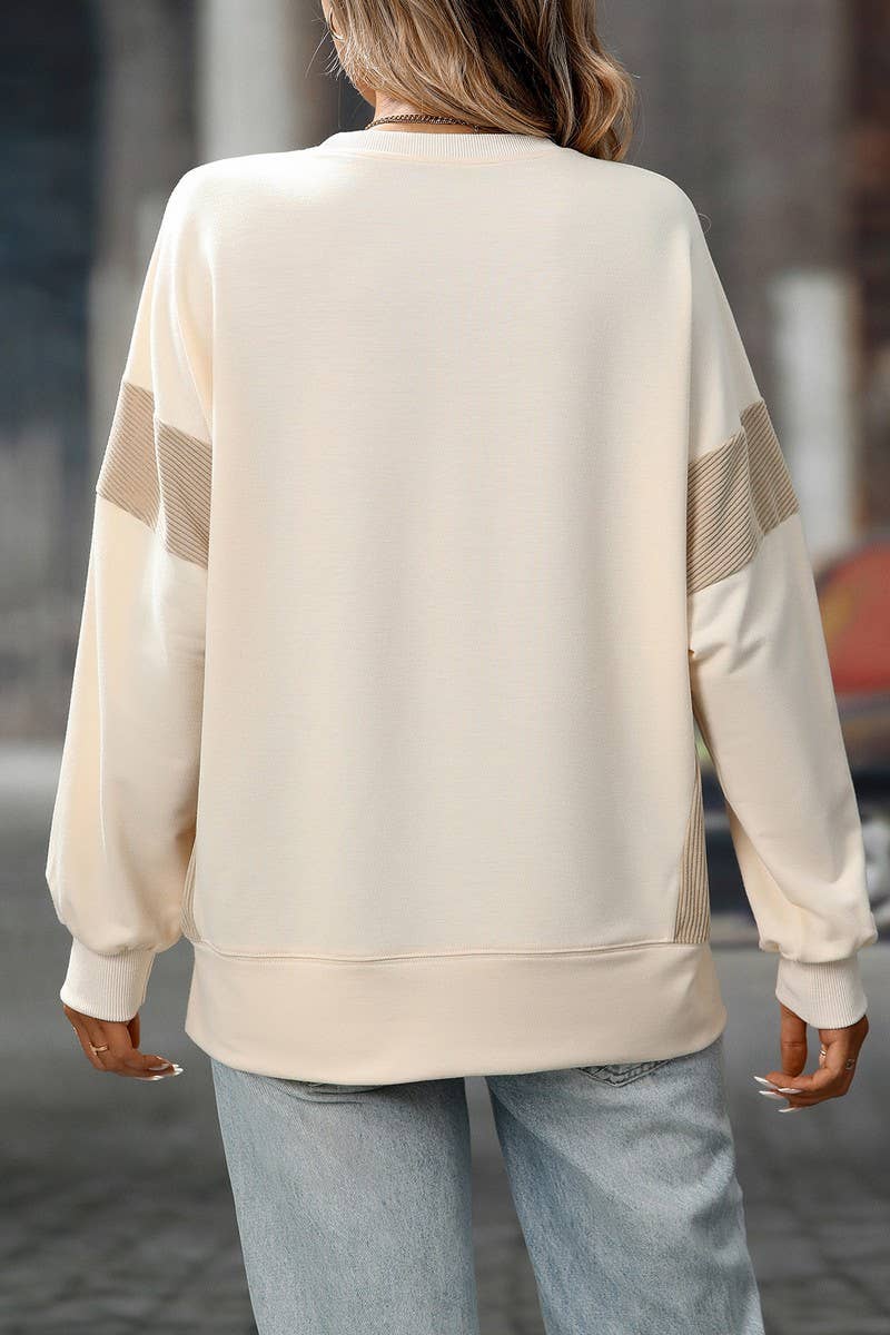 CWTBLL00828_COLORBLOCK CREWNECK CASUAL LOOSE SWEATSHIRT