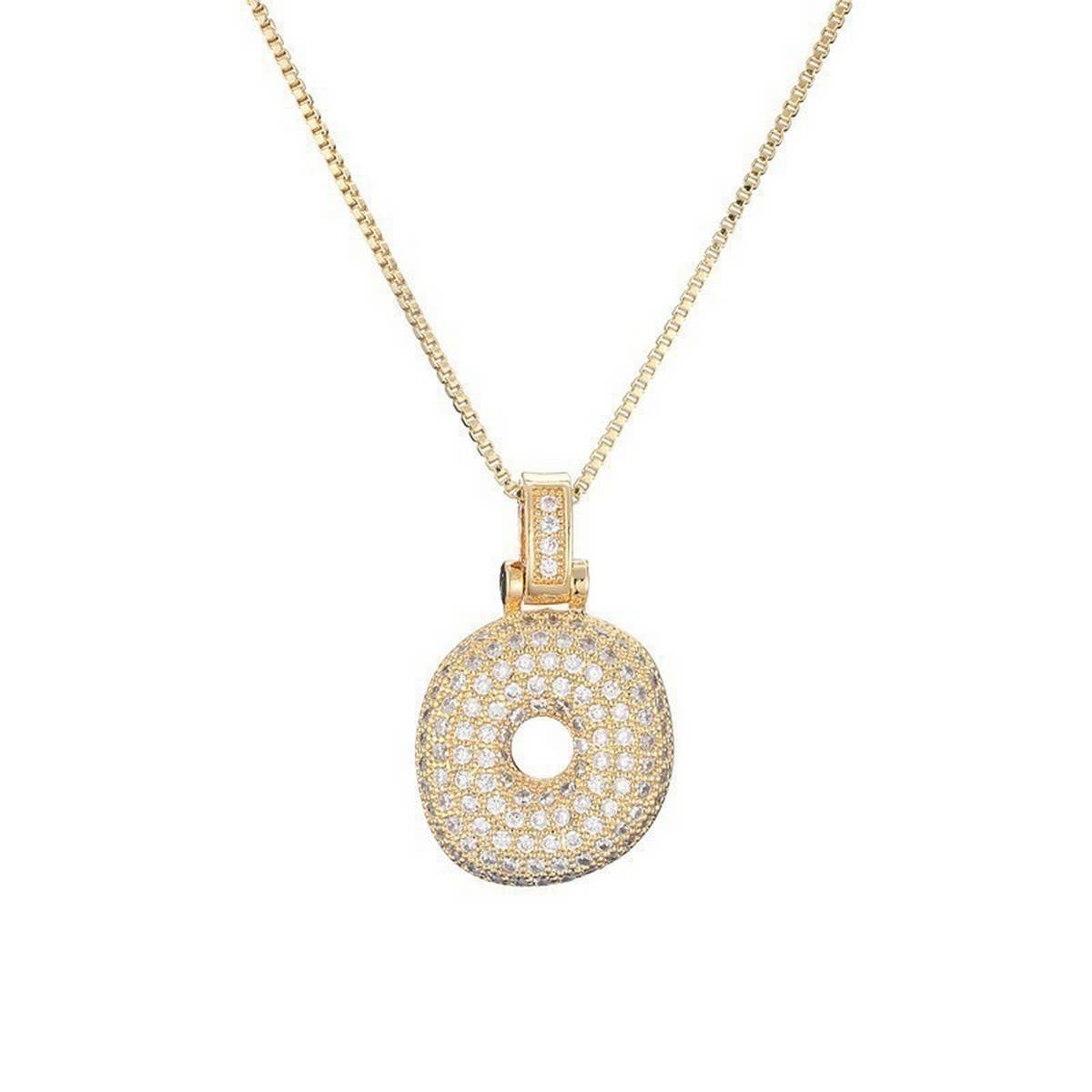 Copper Zirconia 26 Letters Pendant Necklace