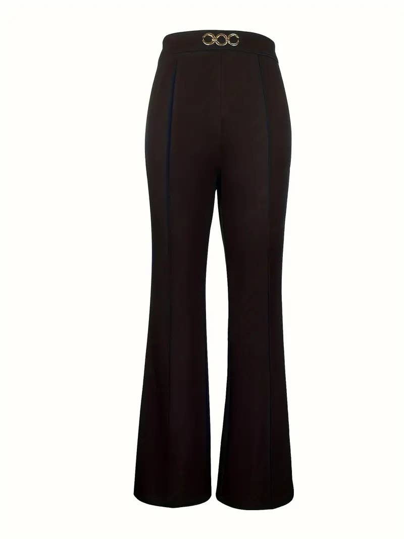 Elegant solid-color fashionable flared pants