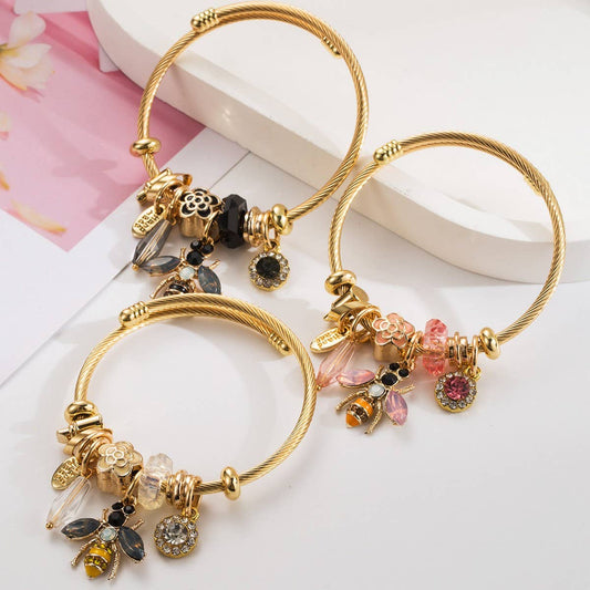 New Stainless Steel Bracelet with Bee Charm_CWMM8483