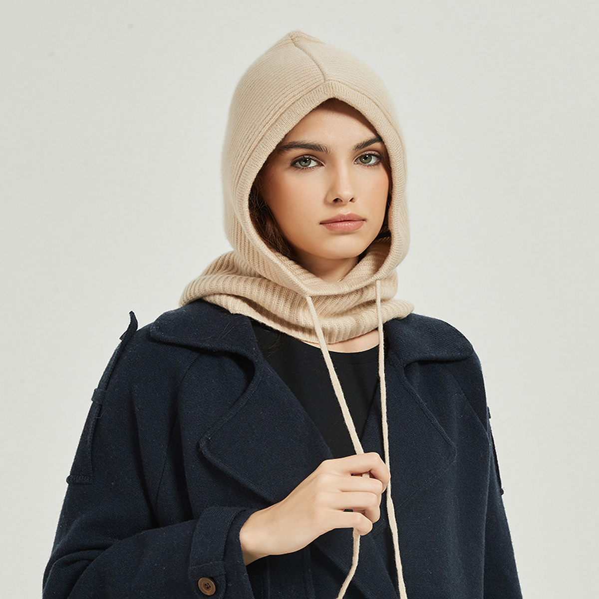 Cashmere Balaclava Hat ??Knit Hood Scarf for Her_CWAH3994