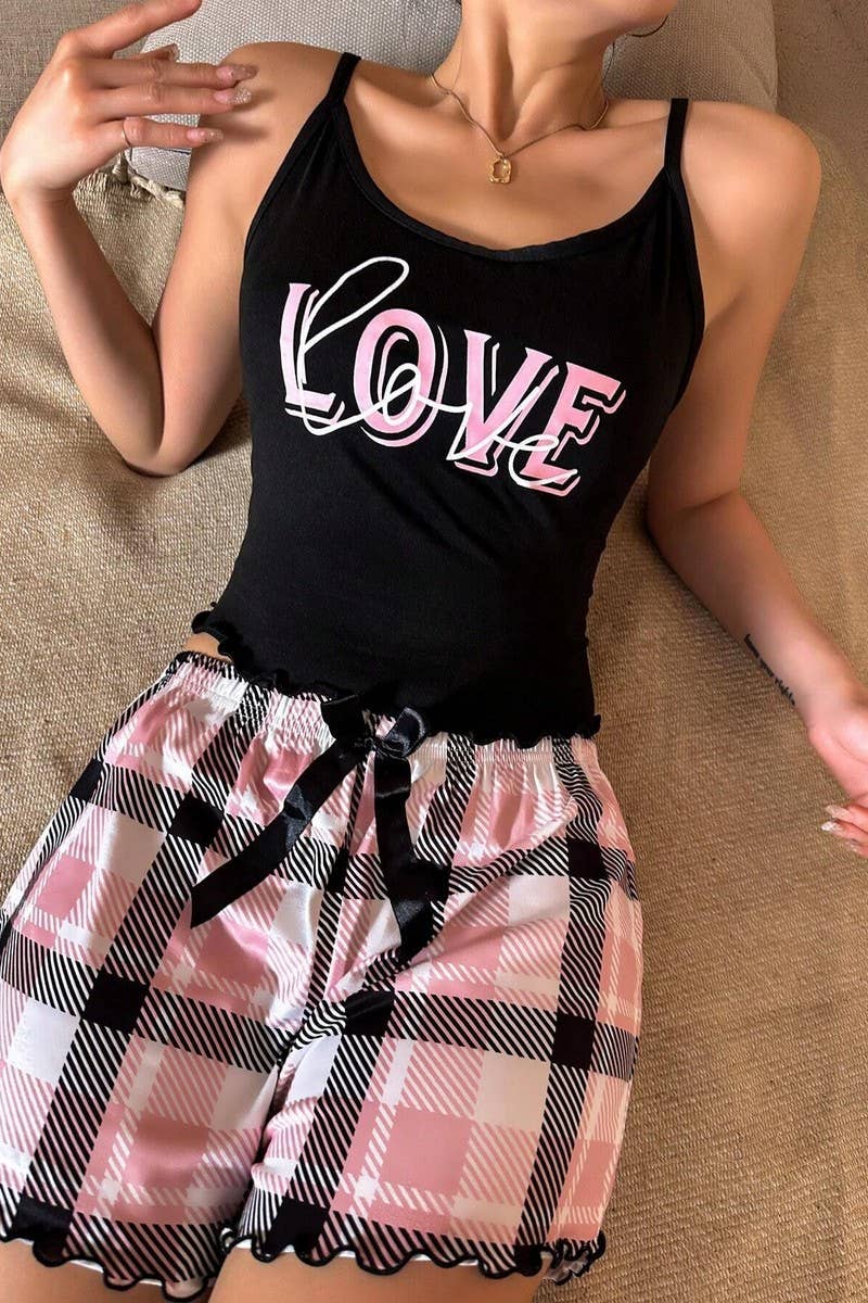 CWSPJ00481_PRINTED MILK SILK CAMI AND SHORTS LOUNGEWEAR