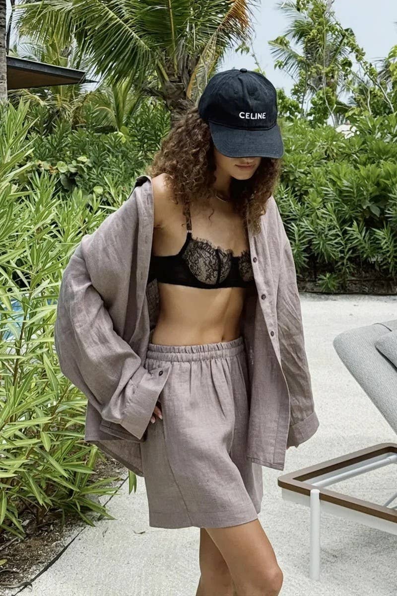 CWSTB00383_COTTON CARDIGAN LONG SLEEVE SHORTS SET