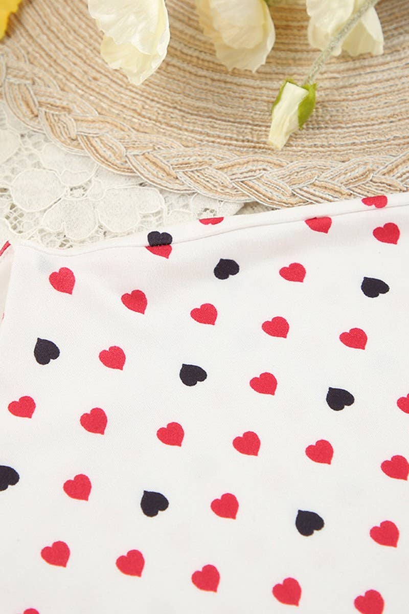 CWSPJ0381_KNITTED HEART PRINT PAJAMAS TWO-PIECE SET