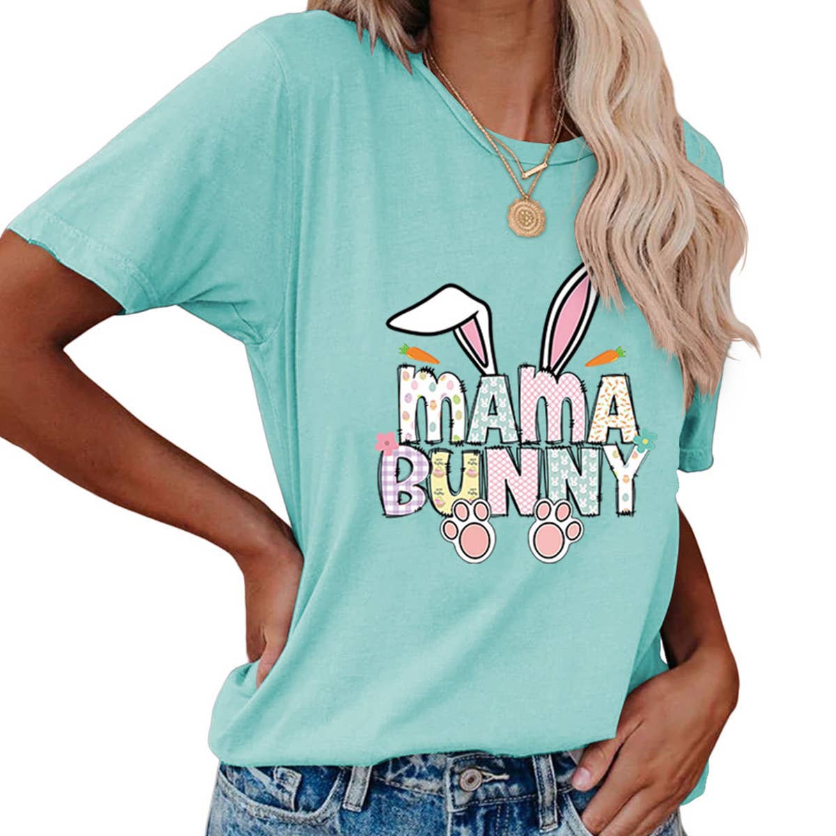 EASTER PULLOVER ROUND NECK FASHION PRINTED T SHIRT_CWTTS0855