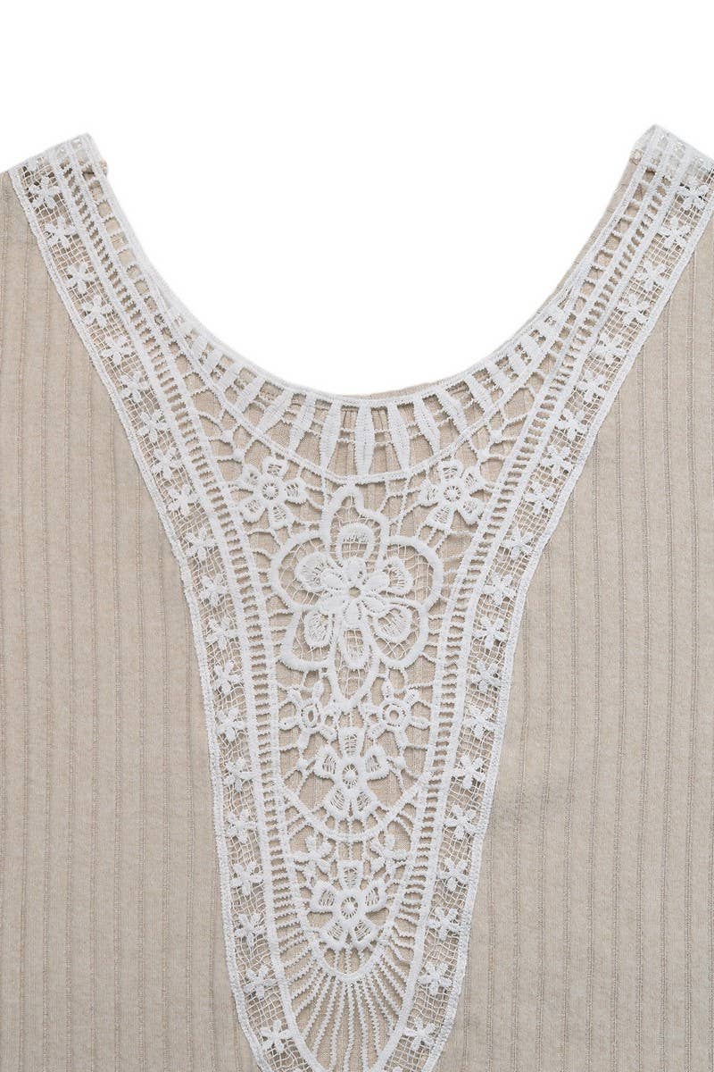 CWTBLL00769_LACE BACK LONG SLEEVE KNIT CASUAL PULLOVER TOP