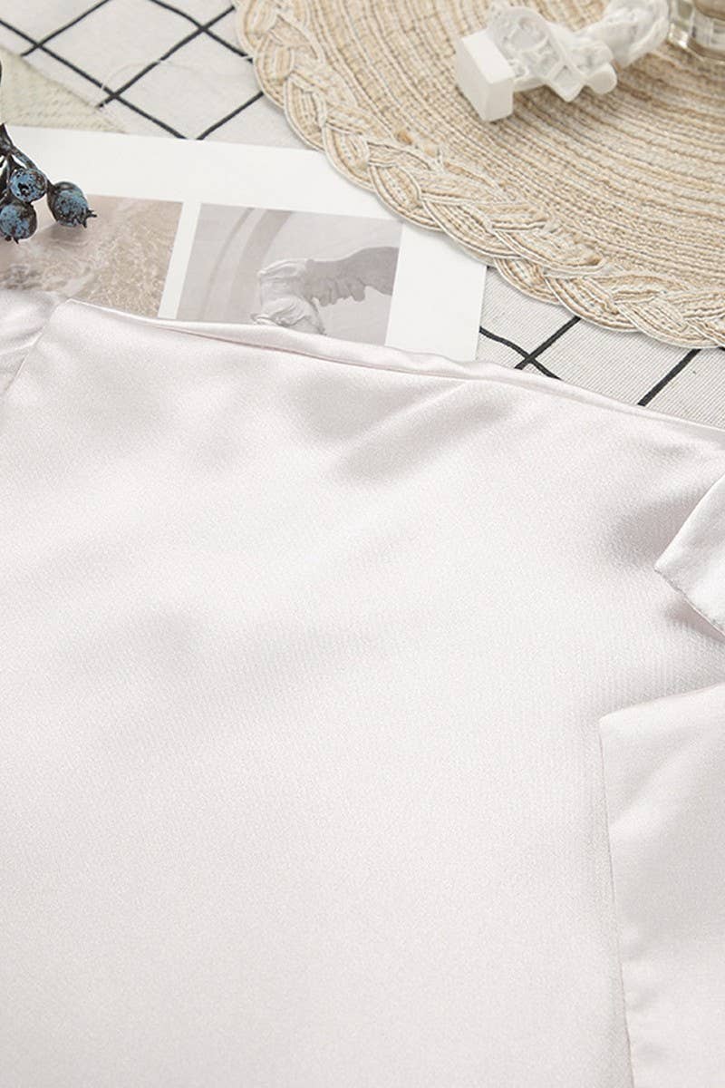 CWSPJ0098_SOLID COLOR LONG SLEEVE SHIRT PANTS PAJAMAS SET