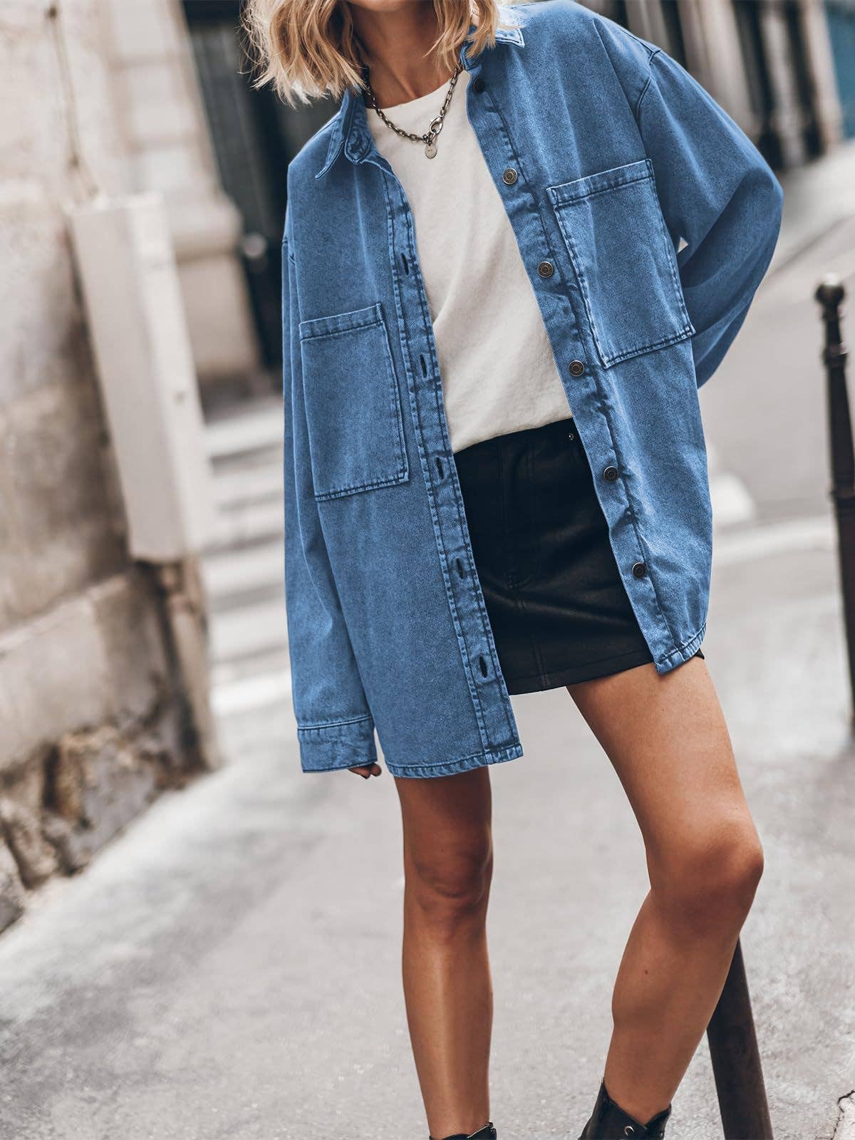 BAGGY CASUAL VINTAGE LONG-SLEEVED DENIM JACKET