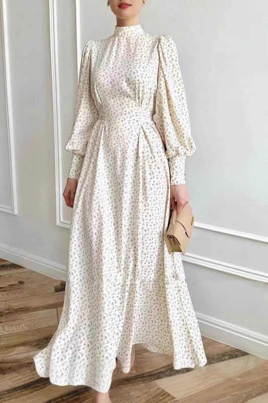 CWDMD01224_HEART-SHAPED PRINT ELEGANT RETRO EVENING DRESS