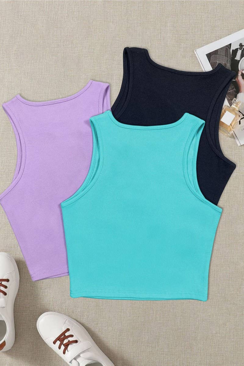 CWTTK0818_SOLID COLOR HOLLOW SLIM SHORT CAMISOLE