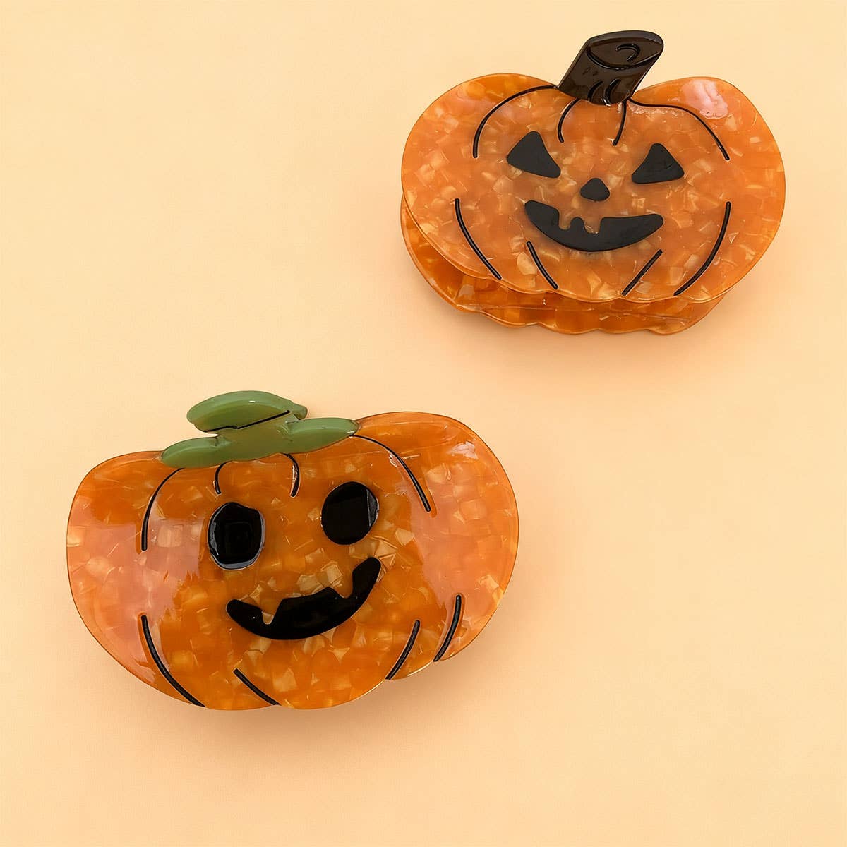 CWAHA07705_HALLOWEEN PUMPKIN GHOST CLAW HAIR CLIP