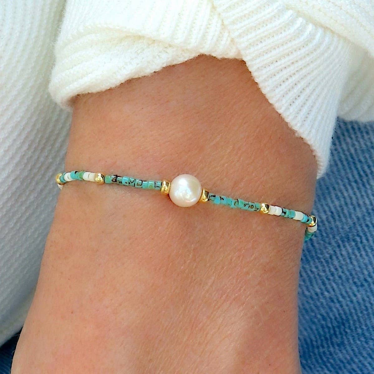 ZEBRA CAMOUFLAGE RICE PEARL SINGLE PEARL BRACELET_CWMM3865