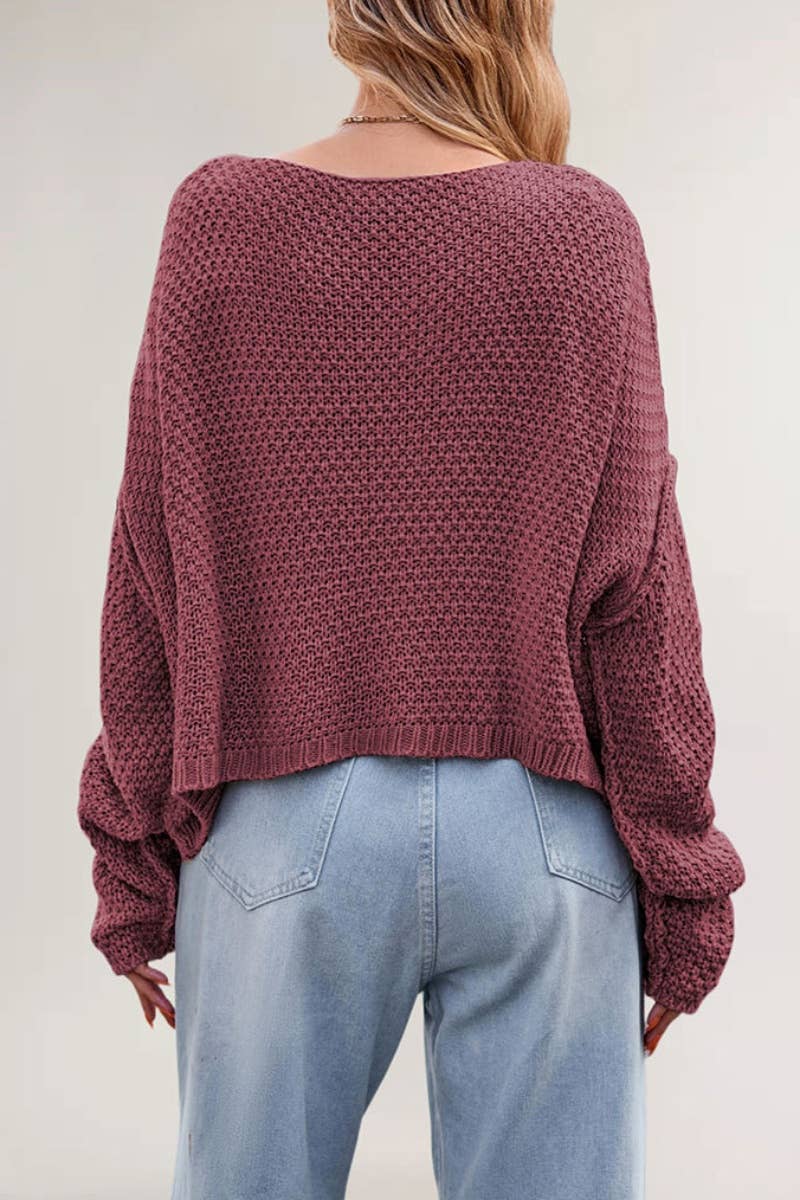 CWOSWL6721_WINTER KNIT CREW NECK LONG-SLEEVED SWEATER