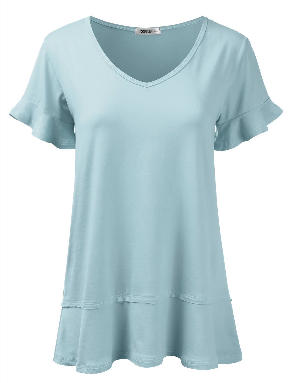 CWTTS681_Casual Tshirt V Neck Short Sleeve Loose blouse