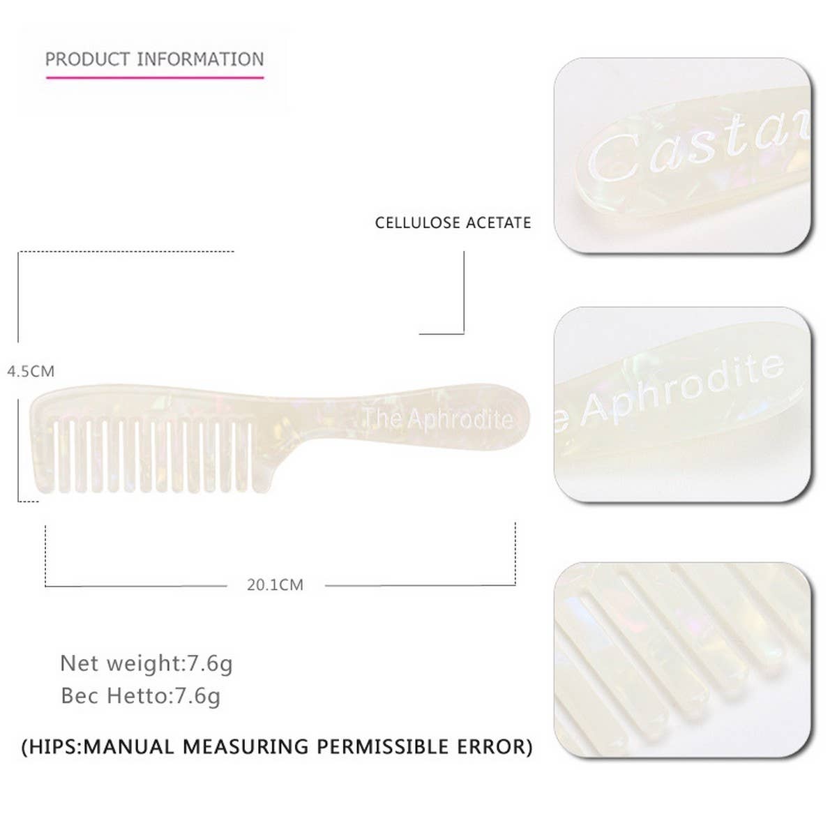 ACETATE HAIR COMB ANTI-STATIC HAIR COMB_CWAHA4195