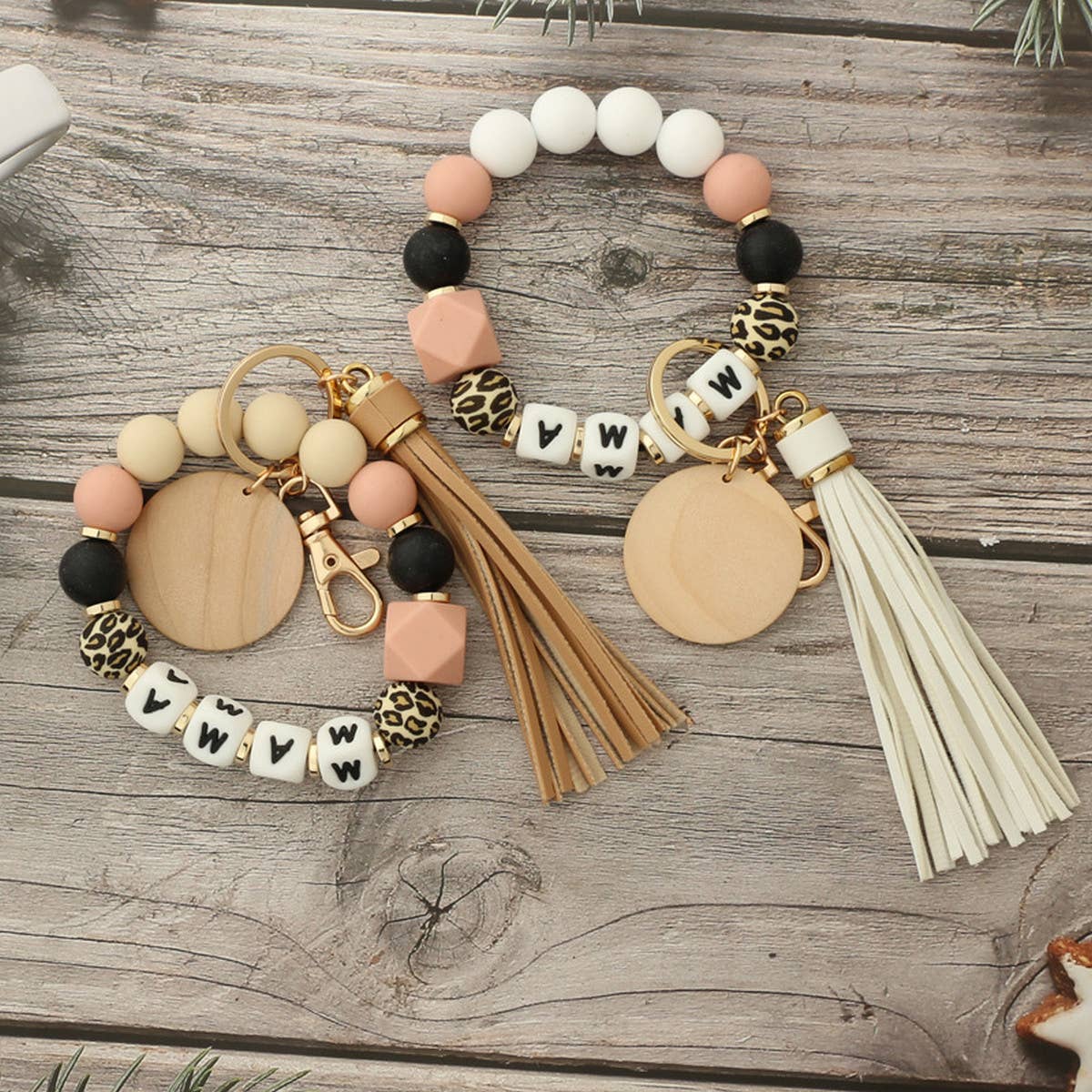 POPULAR SILICONE BEAD BRACELET KEYCHAIN_CWMM1290