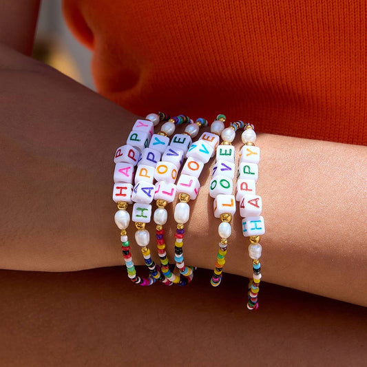 Romantic Colorful Resin & Letter Bead Bracelet