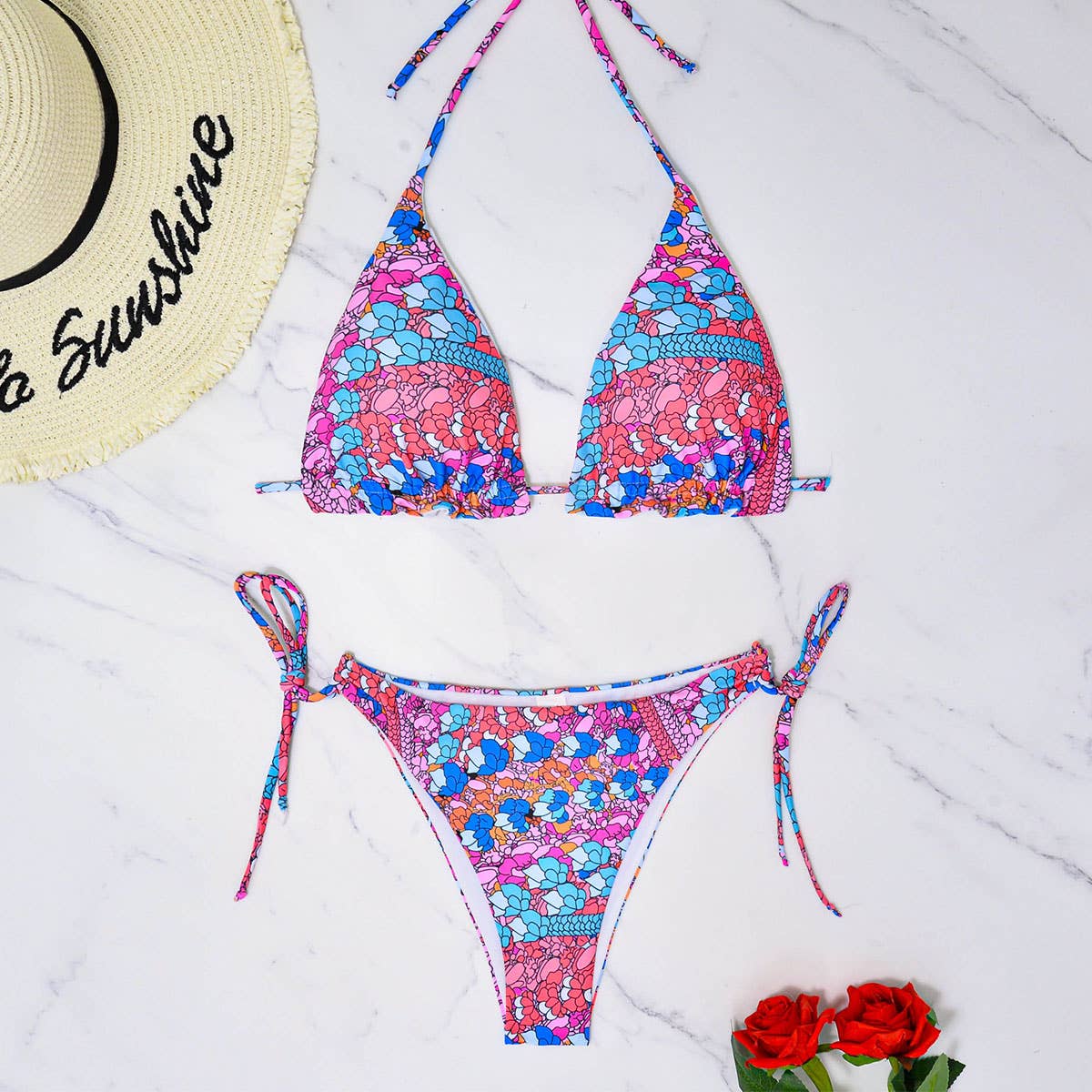 Women's Printed Bikini - Sexy Tie-Front Swimwear
