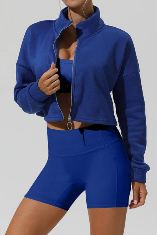 CWOJA1764_AUTUMN AND WINTER STAND COLLAR LOOSE ZIPPER JACKET