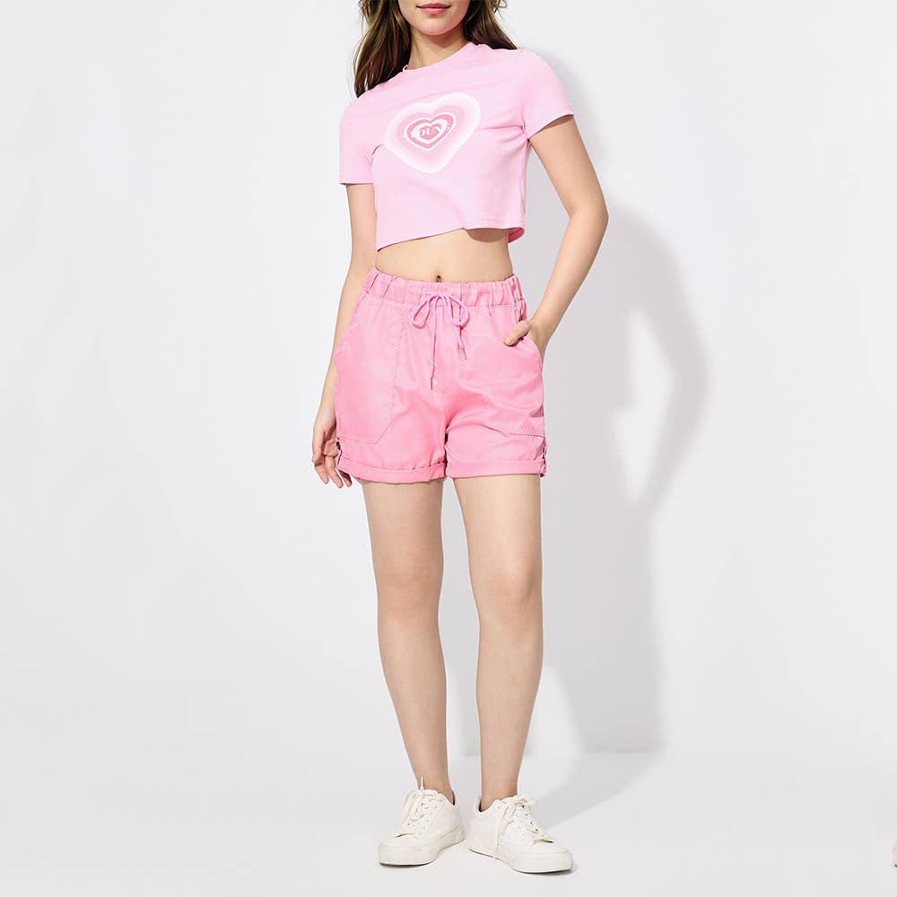 CASUAL LACE-UP CARGO THREE-QUARTER SHORTS