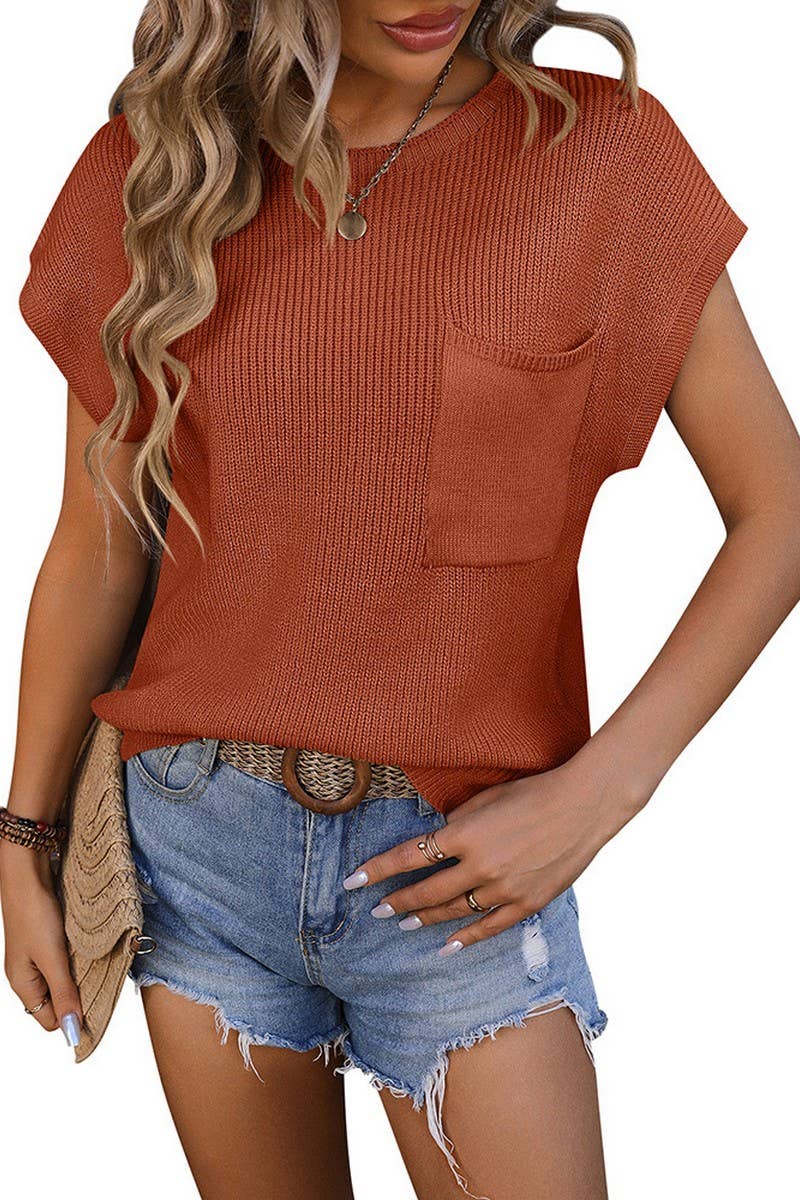 CWOSWS0106_CREWNECK SHORT-SLEEVED SWEATER WITH POCKETS