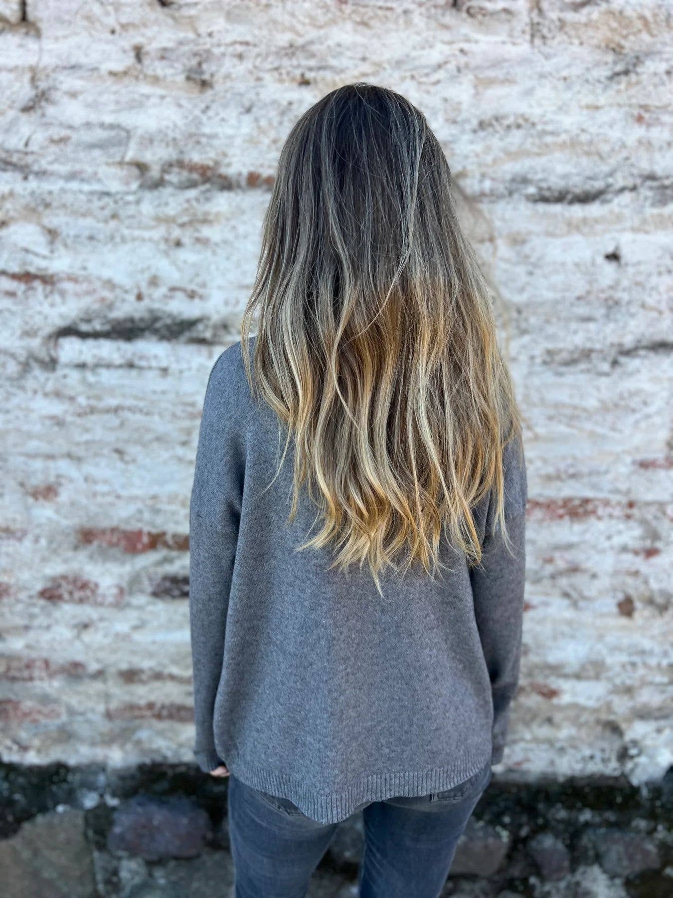 Casual high-neck button-down knitted sweater