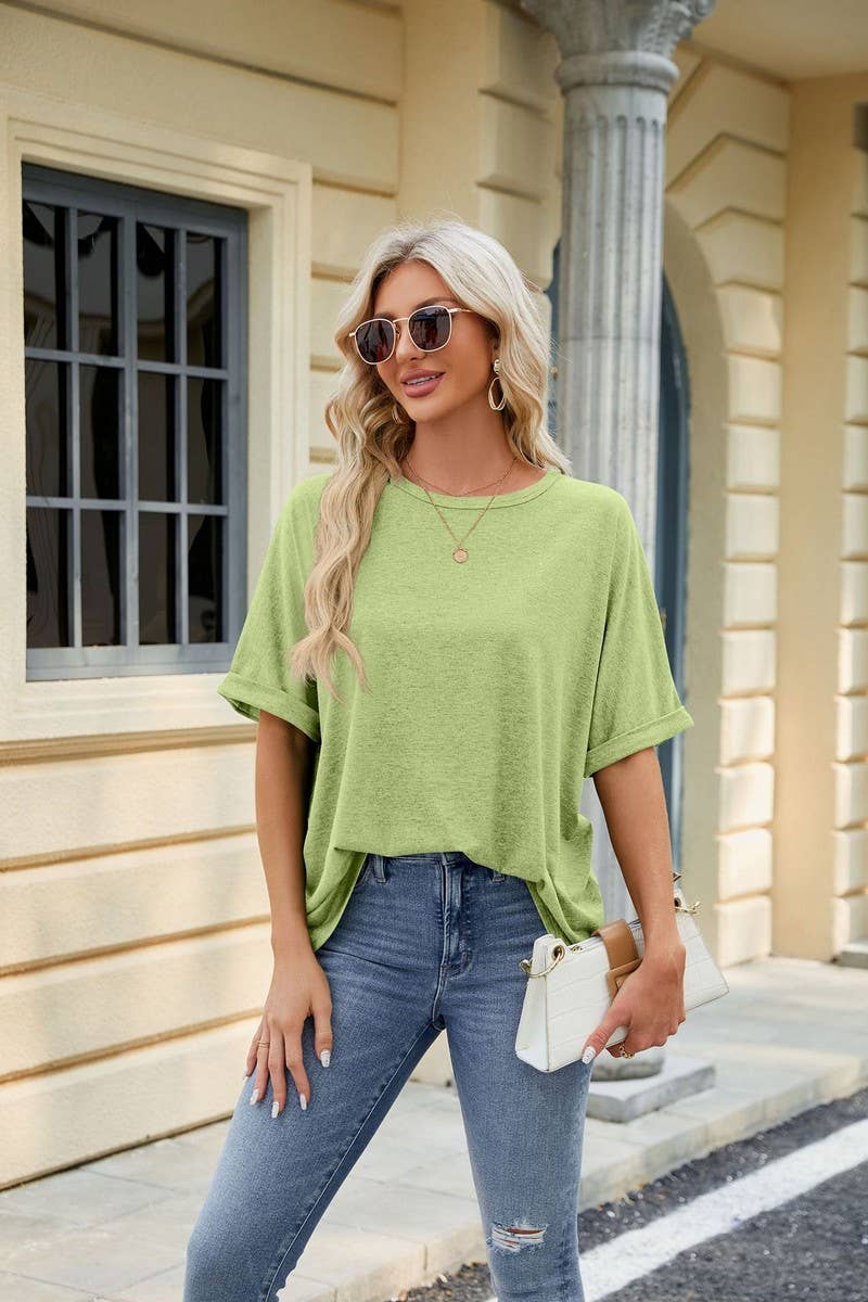 CWTTS1083_ROUND NECK SHORT SLEEVE BAGGY TOP