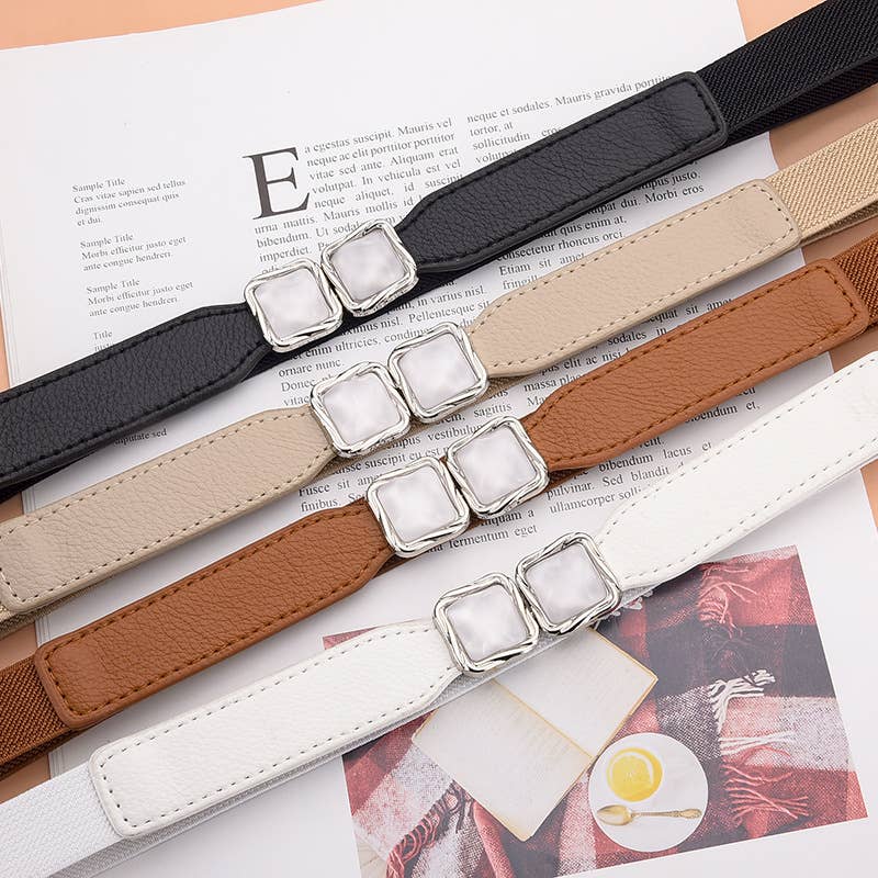 Metal hook buckle retro elastic fine belt