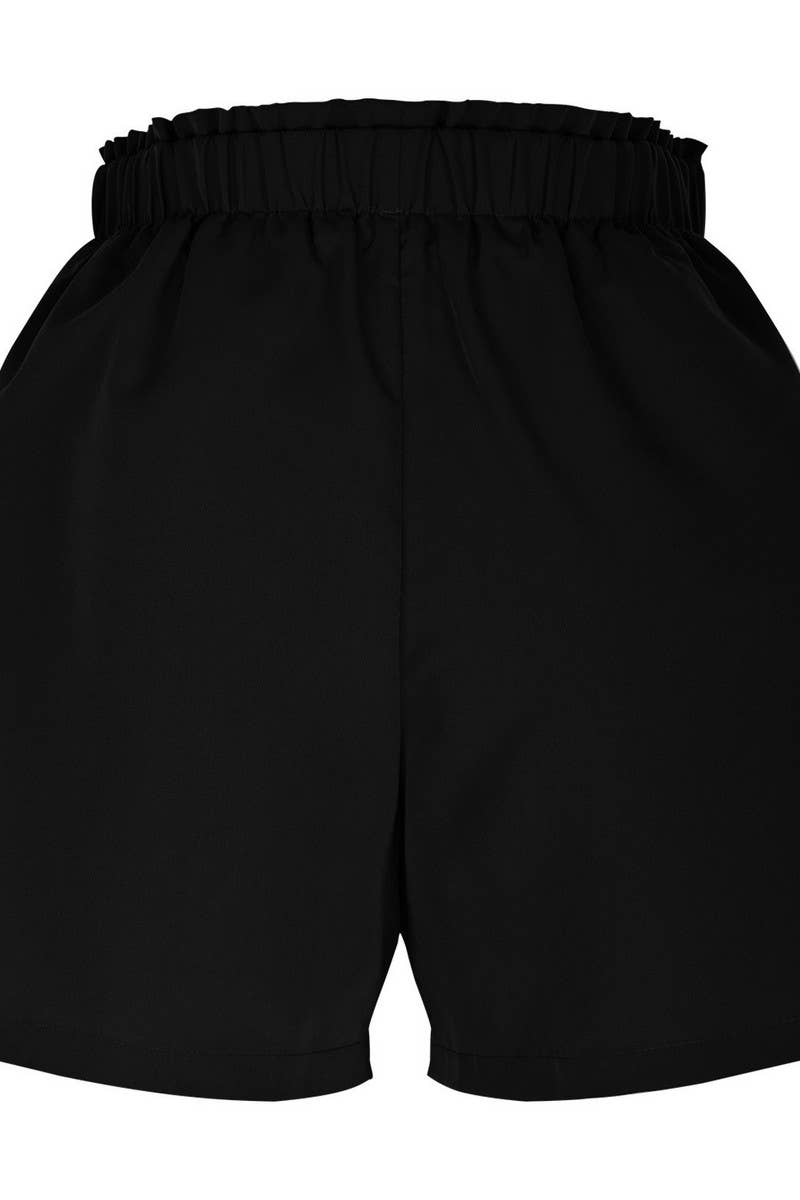 CWBSP0561_SOLID ELASTIC WAIST BUTTON CASUAL SHORTS