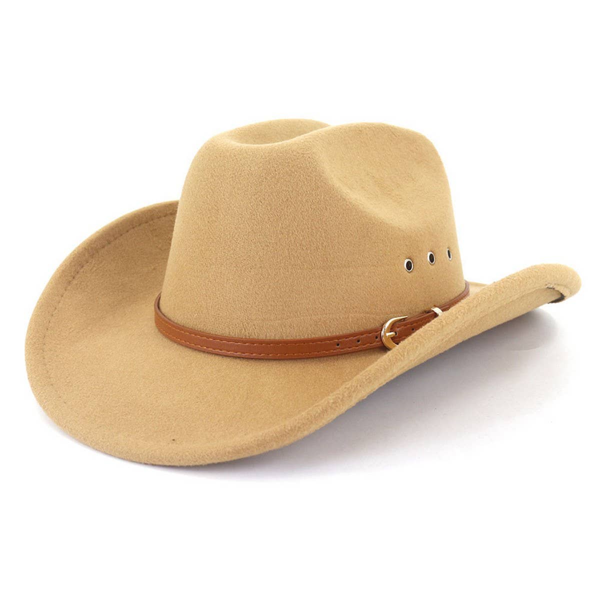 Western Cowboy Hat Felt Wide Brim with Belt Decor_CWAH1772