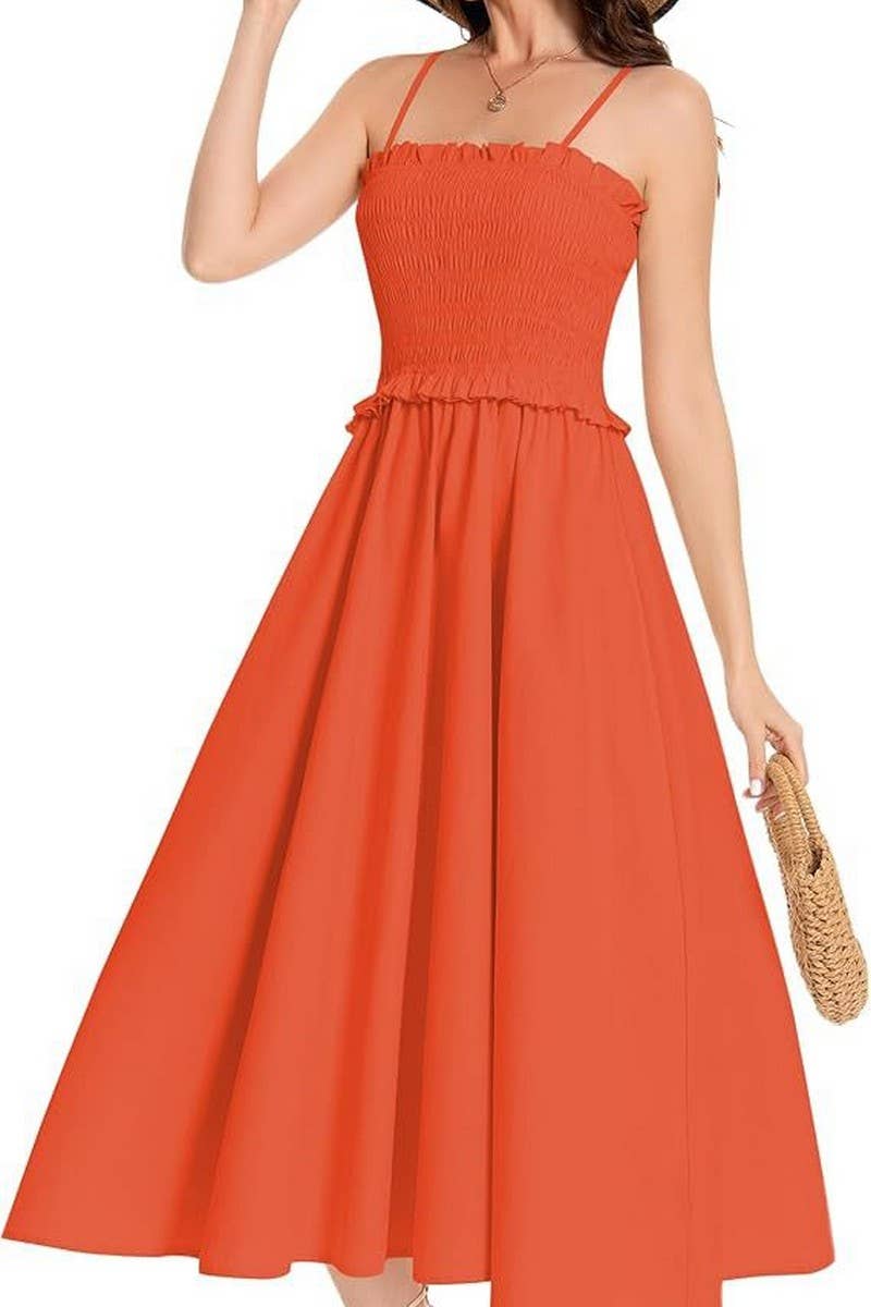 CWDMD5855_SOLID SLIM FIT WAIST TIE STRAP MAXI DRESS