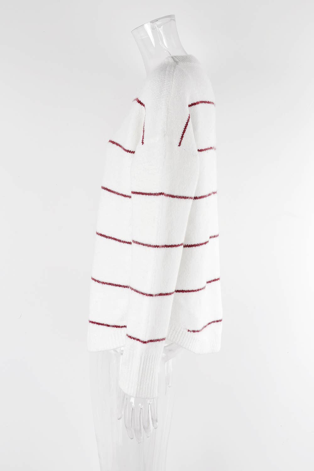 CREW-NECK STRIPED BASIC PULLOVER SWEATER