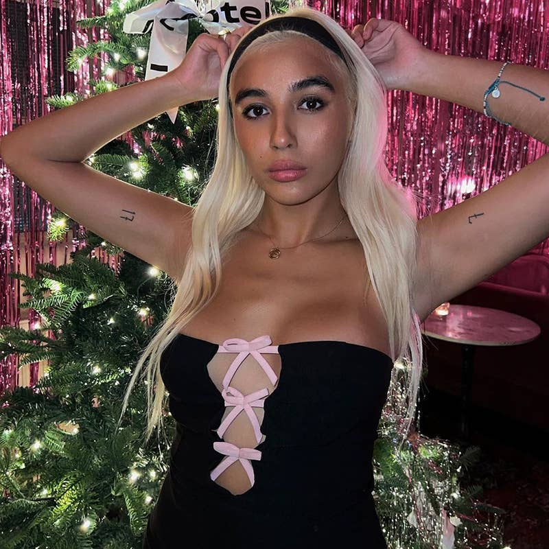 Bow Knot Cutout Strapless Bodycon Dress