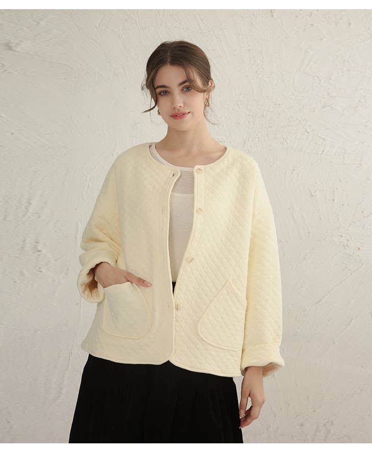 Diamond-shaped double-sided cotton jacket